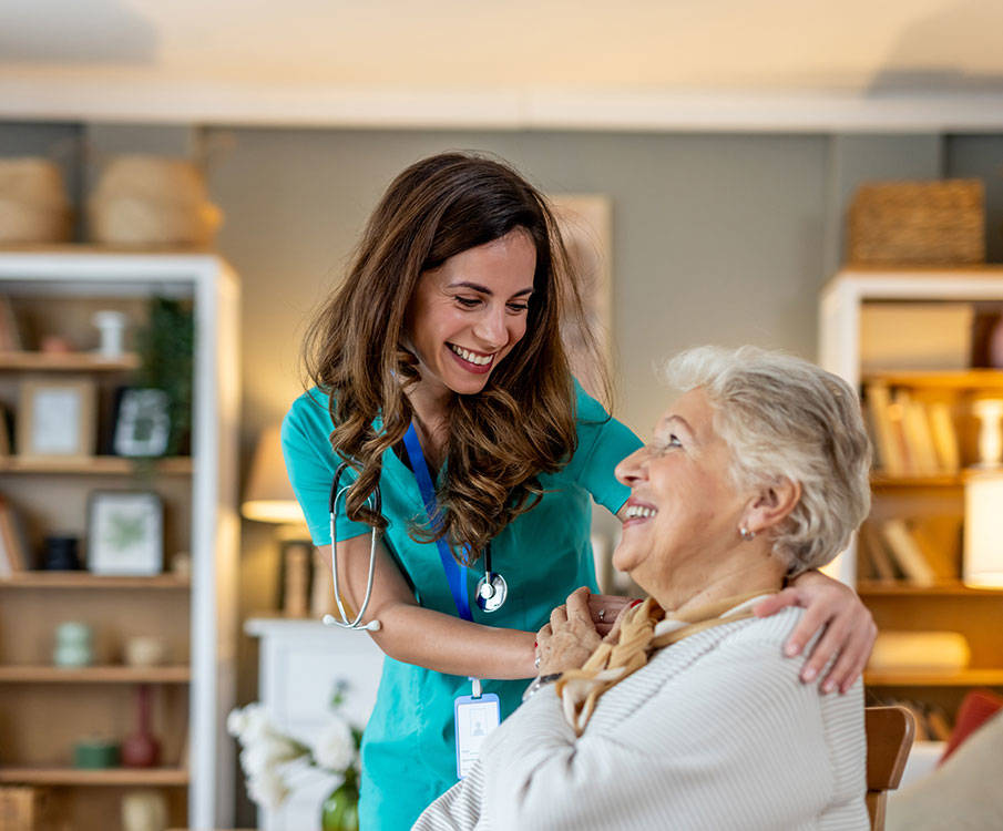 Pflegedienst und Patientin